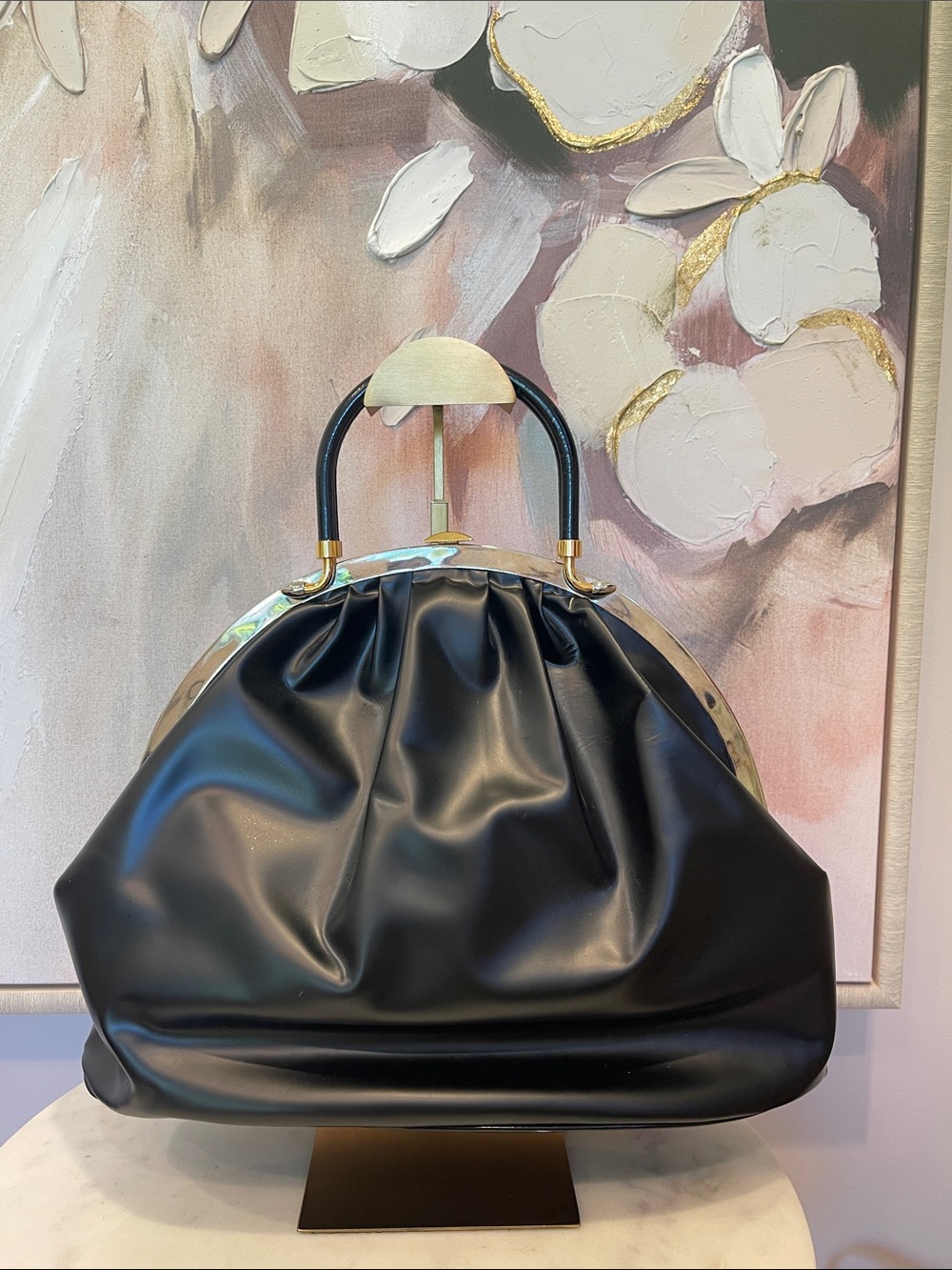 Gorgeous Jane August Black Leather Satchel - Italian Designer